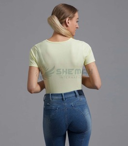 Camiseta de Equitación Atlética para Mujer, Tejido Elástico Transpirable, Ligero, Absorbente de Humedad, Cómodo Top de Entrenamiento - Product Image 3