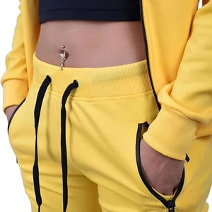 Conjunto de chándal deportivo de 2 piezas informal atlético de algodón 100% para mujer, pantalones Jogger y Sudadera con capucha para la temporada de primavera, Color sólido - Product Image 1
