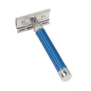 Hoja de afeitar de doble filo Premium para hombres Herramienta de afeitado de seguridad de acero inoxidable OEM Etiqueta privada Herramienta DE BELLEZA DE ASEO Color azul - Product Image 4
