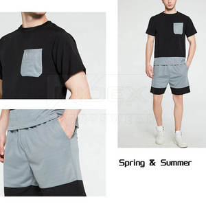 Camiseta y pantalones cortos de malla para correr personalizados al por mayor para hombre, conjuntos de camiseta y pantalones cortos de malla de color contrastante - Product Image 5