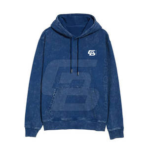 เสื้อมีฮู้ดแบบสวมหัวฟอกสีกรดวินเทจสำหรับผู้ชายฤดูหนาวขนาดใหญ่พองแดดจางหายไป - Product Image 1