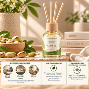 Diffusore di Fragranza al Pistacchio OEM 50ml |   Fragranza per la Casa Dolce e Gourmand |   Aroma Caldo e Duraturo |   Forniture per Diffusori di Fragranze con Etichetta Privata - Product Image 3