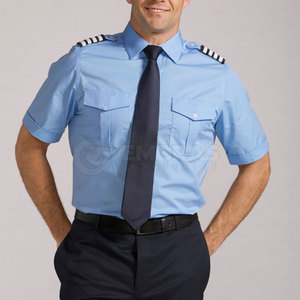 Camisa de vuelo de ajuste clásico con tela duradera para viajes o uso uniforme Camisa de vuelo lisa con cierre de botón - Product Image 1