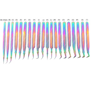 Pince à épiler diamantée conçue sur mesure en acier inoxydable de marque privée multicolore ramassage facile pointe pointue en douceur pour les cils - Product Image 3