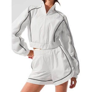 Women's Casual Two-Piece <b>Set</b> Summer Long Sleeve Jacket and New Shorts Loose Fashion Sweatsuit Outfit - Product Image 1