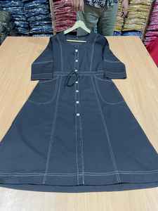 Elegante Vestido Tipo Camisero de Mezclilla para Mujer, Vestido Personalizado con Corte Evase para Verano, Formal, Modesto, Profesional, Mangas Largas, Talla Grande - Product Image 4