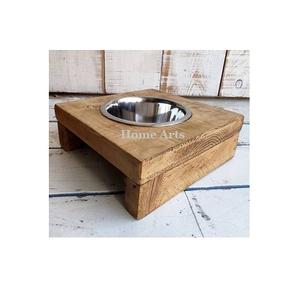 Cuencos de acero para perros y gatos de alta calidad con soporte de madera, diseño de tendencia de Home Arts Manufacturer, patrón sólido ecológico - Product Image 1