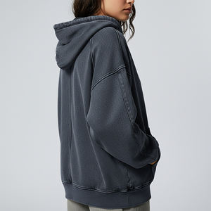 Sudaderas Personalizadas para Mujer, 500 Gsm, Lavado Ácido, Cierre Completo, Invierno, Otoño, Gruesas, 100% Algodón, Felpa, Ropa Urbana, Ecológicas - Product Image 5