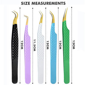 แหนบถอนขนตาสแตนเลสมืออาชีพเครื่องมือความงามเคลือบพลาสม่าสีฟ้าพร้อมเส้นใยปลายเอียงขนตา - Product Image 3