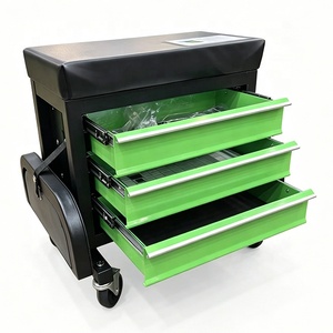 <span class=keywords><strong>Taburete</strong></span> Mecánico con Ruedas, Asiento para <span class=keywords><strong>Taller</strong></span>/Garaje, Caja de Herramientas con Ruedas y 3 Cajones - Product Image 2