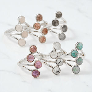 Banda ajustable de Plata de Ley 925, piedra solar redonda delicada, ajuste de bisel de piedras preciosas, joyería de compromiso Original para mujer - Product Image 5