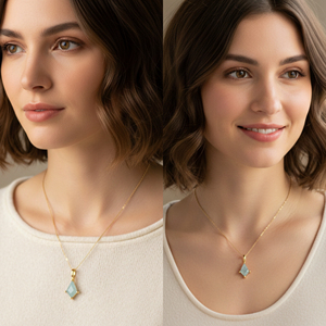 Pendentif en argent sterling 925 plaqué or et rhodium en forme de cerf-volant aigue-marine pour la fabrication de bijoux, collier de mariage réglable - Product Image 6