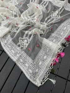 Indian Most Selling Designer Stylish Fancy <b>Organza</b> Soft <b>Silk</b> Saree Exclusive Elegant Blouse Ethnic Party Wedding Wear For Women - Product Image 5