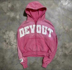 Sweat à capuche streetwear d'hiver pour homme, haute qualité, 360 GSM, ourlet brut, fonctionnel, longueur standard, délavage vintage, broderie effet vieilli, respirant - Product Image 3