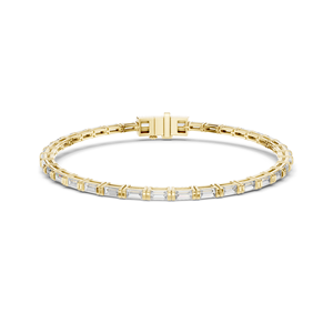 3.70 CT Lab Diamond Tennis Bangle <b>Bracelet</b> Baguette Cut 10KT, 14KT, 18KT Gold & 925 Silver Rose, Yellow, White Gold - Product Image 2