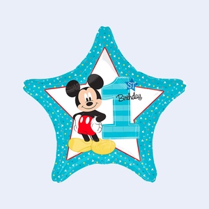 Palloncino in Foil di Topolino 48Cm a Forma di Stella per Decorazione Festa Primo Compleanno - Product Image 1