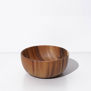 Bol de service de nourriture en bois massif de couleur marron bol de service de taille et de forme personnalisées pour un usage domestique par l'artisanat cérescent - Product Image 4