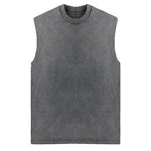 Custom Streetwear Men's Vest Tank Top T Shirt Men Acid Washed Vintage Sleeveless T-shirt - Product Image 1