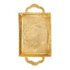Bandejas de servir de latón de estilo real de último diseño con bandeja de exhibición elegante acabados modernos perfectos para uso doméstico contemporáneo - Product Image 2
