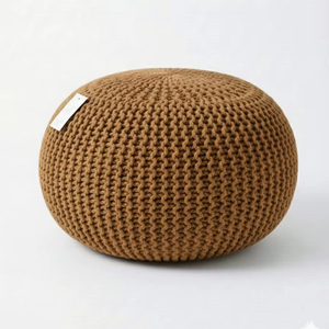 Puf Redondo de Algodón Tejido a Mano de Estilo Moderno, Otomana de Piso Hecha a Mano con Cuentas Cosidas a Mano, 2 Piezas Móviles para Uso Decorativo - Product Image 1