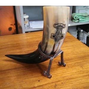 Corne à boire viking écologique polie avec support, style animal et religieux, tasse à bière nordique traditionnelle pour les fêtes, les bars à domicile - Product Image 6