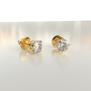 Ishi Diamonds Enchanting 18K Gold 50 centavos cada uno Pendientes de botón solitario en diamantes cultivados en laboratorio - Product Image 3