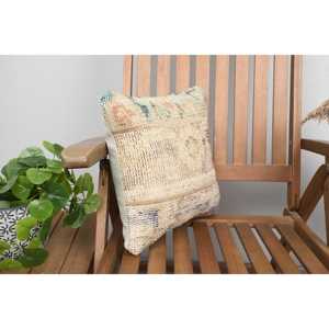 Luxury 14x14 Inch Beige Wool Kantha Patchwork Pillow Rustic Design <b>Vintage</b> Fluffy Embroidered Printed Patterns Woven for <b>Bedding</b> - Product Image 2