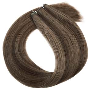 Extensiones de Cabello con Micro Trama # Mezcla de 2/6 Marrón Oscuro y Marrón Claro Frío, Doble Trama - Product Image 1