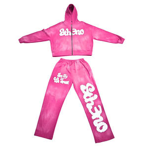 Écusson brodé Surdimensionné à capuche Street wear Ensemble de survêtement à imprimé graphique Survêtement à capuche pour un usage quotidien - Product Image 1