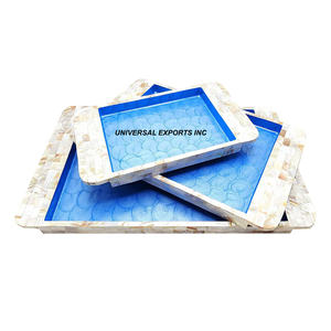 Plateau de service rond en nacre Nouveau plateau de chocolat élégant et élégant fait à la main avec une belle qualité décorative écologique - Product Image 4