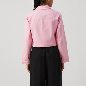 OEM Women's Denim Jacket Cropped Jean Coat Breathable Long Sleeve Denim Outerwear for Ladies - Product Image 4