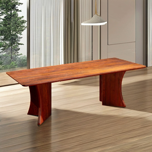Table à manger rectangulaire en bois de noyer massif pour 10 meubles de maison modernes avec finition en PU pour hôtels et villas - Product Image 1