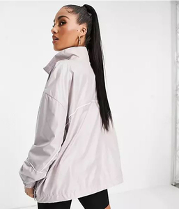 OEM ODM Polyester Full <b>Zipper</b> Rain Jacket Coats Women Hooded Outdoor <b>Waterproof</b> Reflective Windbreaker Jacket Wholesale - Product Image 3