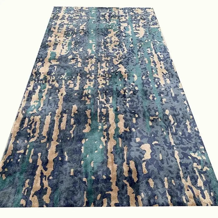Tapete de seda botânica de bambu com logotipo, tapete de mão, tapete colorido personalizado estampado para decoração de casa, tapetes para projetos domésticos