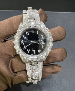 Reloj de Acero Inoxidable VVS Moissanite de 41 mm con Esfera de Cristal y Cierre de Pulsera Unisex Resistente al Agua hasta 20 m - Product Image 2