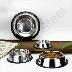 Bol d'alimentation pour chien en acier inoxydable écologique antidérapant Plusieurs tailles Bords arrondis imperméables - Product Image 1