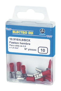 Scatola da 10 unità. Terminale femmina isolato rosso da 0,5 a 1,5 mm2 4'80 mm. (Electro DH 10.916/4.8/R/BOX) - Product Image 3