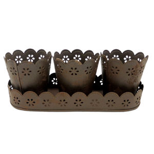 Home Decoration Oval Tray With 3 Votive <b>Pink</b> Color <b>Candle</b> Jar for Christmas Decoration Handmade in Bulk - Product Image 6