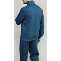Survêtement en molleton à capuche bleu turquoise personnalisé pour homme |   Ensemble jogging en coton 100% avec veste zippée intégrale et empiècement noir sur la poitrine |   Streetwear Training