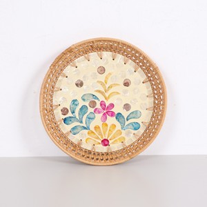 Plateau de service décoratif en rotin de nacre vietnamienne décor à la maison assiette de fruits de thé avec affichage élégant fait à la main au Vietnam - Product Image 2