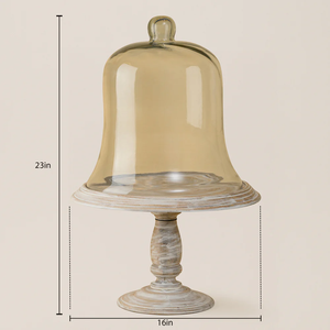 Campana de Cristal Redonda Hecha a Mano con Base de Madera Antiadherente, Herramientas para Pasteles, para Exhibición de Alimentos, Decoración de Mesa para Bodas, Fiestas, Uso en Restaurantes - Product Image 4