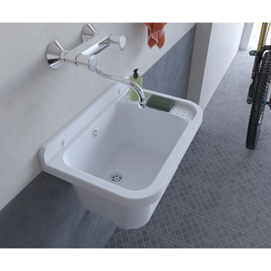 Lavabo da Parete Moderno Rettangolare in PP Lucido 60x34 cm, Facile da Pulire, per Bagno - Product Image 5