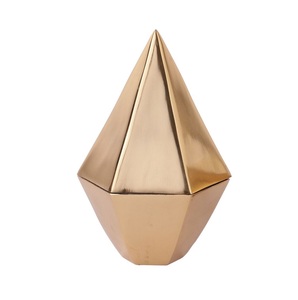 Boîte à bonbons en aluminium fini or et noir pour cadeau Nouvelle forme géométrique Récipient alimentaire en métal Boîte de rangement pour fruits secs avec couvercle - Product Image 1