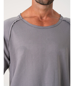 Camiseta de gimnasio de manga larga de gran tamaño para hombre de calidad superior con ajuste informal transpirable de tela de 260 gramos - Product Image 2