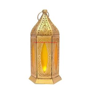 Linterna colgante de Metal dorado marroquí elegante, linterna Hexagonal con acabado antiguo, portavelas decorativo para luz de té para decoración del hogar - Product Image 1