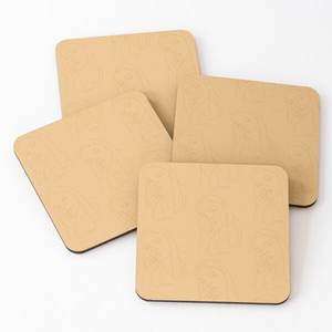 1417 Mango Wood/Acacia Wood Over Printed Tea Serving <b>Coasters</b> 4 Pieces <b>Set</b> - Product Image 2