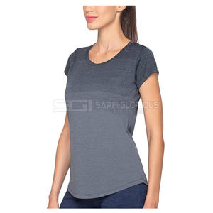 Camiseta de Mujer, Cuello en V, Ajustada, de Algodón, Manga Corta, Elástica, Transpirable, Suave, Cómoda, Informal, Moderna - Product Image 5