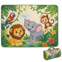 Tapis de pique-nique matelassé extra large, imperméable, pour l'extérieur, tapis de jeu jungle pour la famille, les enfants, le camping, la plage