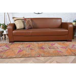 Alfombra Vintage de 2.8x9.3 pies, Alfombra Turca, Alfombra con Parches Naranjas - Product Image 5