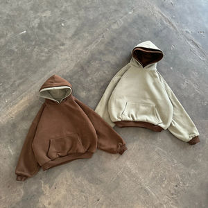 เสื้อฮู้ดแบบสวมหัวแขนปกติของผู้ชายเสื้อสเวตเตอร์ของผู้ชายผ้าฝ้าย100% มีฮู้ดสองชั้นออกแบบได้ตามต้องการ - Product Image 2